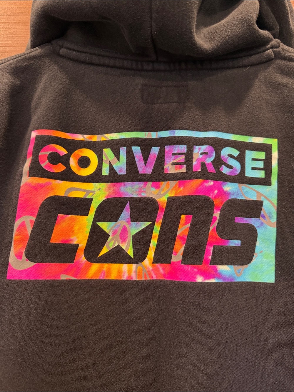 Converse Black Crewneck Hoodie with Colorful CONS Logo
